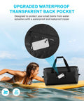Extra Large Waterproof Duffel Bag 80L With Roll Top Closure And PVC Build showing waterproof back pocket detail.
