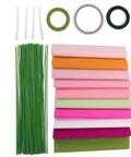 DIY Crepe Paper Flower Kit With Precut Sheets And Metal Wire For Realistic Bouquets Easy To Shape Flowers All In One Floral Stem Craft Set For Weddings And Scrapbooking, crepe sheets and green wires