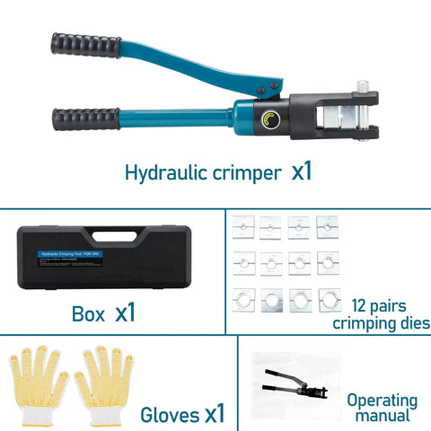 Beefy 16 Ton Hydraulic Crimping Tool For 9 AWG To 600 MCM Copper And Aluminum Wires With Rotating Head Battery Cable Crimper