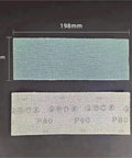 50 Pieces Of 70x198mm Dry Mesh Sandpaper Sheets, showing two sheets with grit markings for woodworking and car paint jobs.