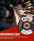 Installed HOMO FABER 4.5 in depressed-center grinding wheel for metal, 25-pack, 4.5 x 1/4 x 7/8 in