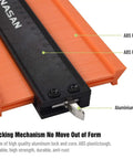 Lockable Contour Gauge Ruler Set 10 Plus 5 Inch for Corners and Contoured Surfaces showing aluminum lock and ABS plastic