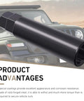 Image of a black Six Spline Lug Nut Socket Kit with CR-V alloy, fits M12 wheel nuts, shown with a rugged vehicle in the background.