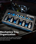 Pro Capri Tools 12 Piece Wheel Stud Installer Kit With Heavy Duty Mechanic Tray For Easy Install On Common Thread Sizes Uses Standard Impact Wrench For Quick Auto Maintenance. low-profile foam tray with labeled wheel stud installers and sockets