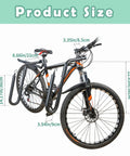 Bike with surfboard rack showing dimensions of Bike Surfboard Rack With Quick Release Bars Adjustable Up Down And Rotatable Angles
