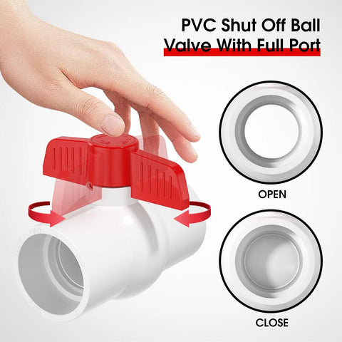 Sixteen Pack Three Quarter Inch PVC Ball Valve With Easy Turn Red T Handle SCH40 Slip PVC Water Pipe Shut Off Valve