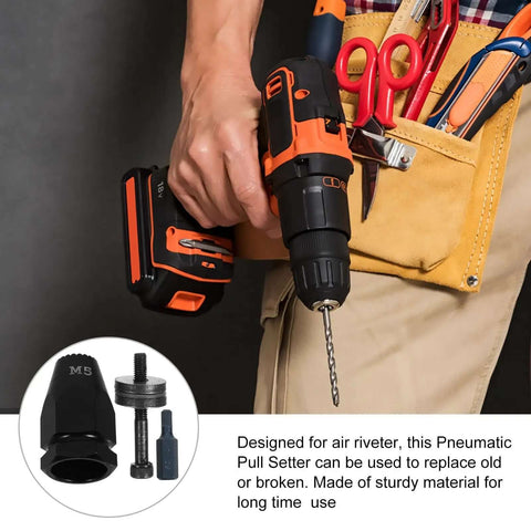 Rock Solid Carbon Steel Pneumatic Rivet Nut Head Assembly Air Riveter Pull Setter Tool Kit For Pro Mechanics And DIY Hustlers Ready To Crush The Job, M5 drill head