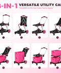 Collapsible Shopping Cart Platform Hand Truck With One Button Fold Adjustable Handle From 90 To 135 Degrees versatile design