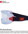 GoggleGear Eye Protection Goggles 3000 Series With Clear Scotchgard Anti Fog Anti Scratch Lens PVC Shroud Premium Strap