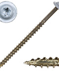 #9 X 3 Inch Saberdrive White Cabinet Wood Screws One Pound Pack features serrated threads and star drive design.
