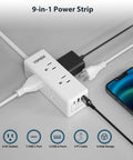 Dope Surge Protector Power Strip With 5 Outlets And 4 USB Ports Including USB C Quick Charge 3A, 6.5 Ft Extension Cord for charging devices