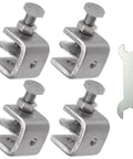 Mini Tiger Clamp Set For Mounting, Boss Heavy Duty Stainless Steel U Clamps And Small Desk G Clamps, four-piece shown with wrench
