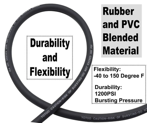 Hybrid Air Hose 1/2 Inch Inside Diameter By 50 Feet Long With 3/8 Inch MNPT Solid Brass Fittings, 300 PSI, durability focus