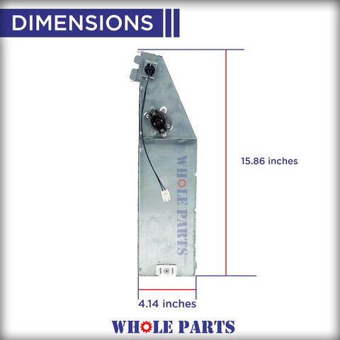 Upgraded Dryer Heating Element Assembly 00436460 Replacement showing dimensions 15.86x4.14 inches for select dryers