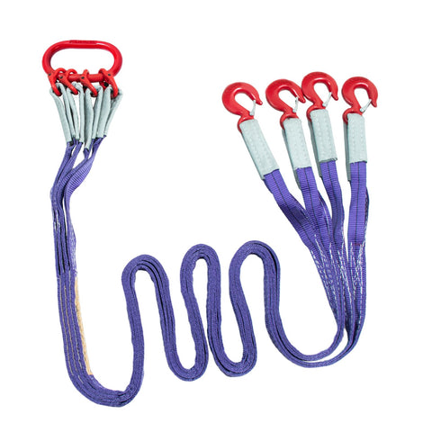 Beefed Up Heavy Duty 10Ft Polyester Lifting Sling With G80 Hooks And Rings, 4 Ton Capacity, 6 To 1 Safety Factor, Heat Treated And Painted