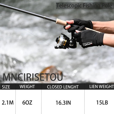 Close-up of angler using Two Piece Carbon Fiber Spinning Rod And Reel Combo With 12 Plus 1 Shielded Bearings near water