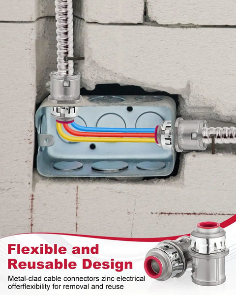 25 Piece Metal Cable Connectors For Three Eighth Inch Conduit Zinc Electrical Fittings for home improvement in brick installation