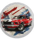 Vintage Racing Car Pattern Glass Cabinet Knob Set Four Pack Round Glass Drawer Pulls For Kitchen Wardrobe Cupboard Closet Durable
