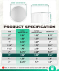 Product specification chart for Heavy Duty 2 Inch PVC End Cap Fittings Pack, showing measurements and dimensions for Schedule 40 adapters.