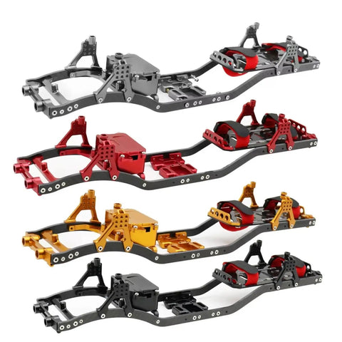 Beefy Carbon Fiber 4mm Chassis Frame For Axial SCX10 II Rock Crawler 1/10 RC Truck CNC Machined Metal Girder Easy Install Replacement Body Kit Parts For Off Road Use Silver, multiple frames