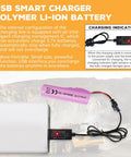 3 Pack 3.7V 2000mAh SM2P Lithium Battery With USB Charging Cable and indicator light in use