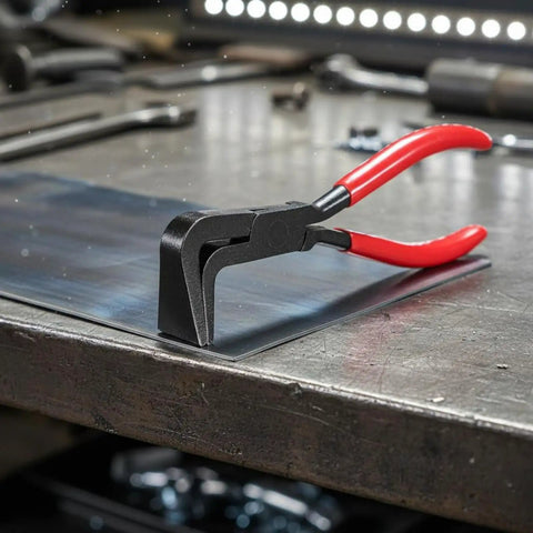 Folding Edge Pliers For Sheet Metal Bending, Heavy Duty High Carbon Steel, Wide Jaw, Ergonomic Handle on metal sheet