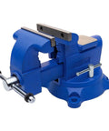 Beefy 6 Inch Combination Vise For Pipe And Bench Work With Swivel Base Cast Iron Frame And Steel U Channel Replaceable Serrated Jaws Big Anvil Surface Built Tough And Ready, blue 6-inch vise