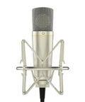 Front view of Studio Condenser Mic With 34mm Gold Diaphragm, Metal Shock Mount for Home Recording, Vocals, Podcasting, Music Production
