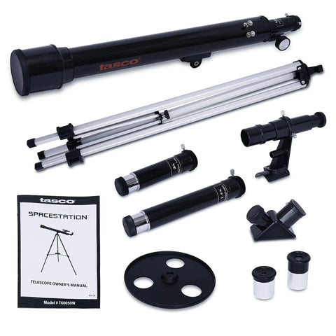 Beginner Friendly 600x50mm Refractor Telescope Kit with full size aluminum tripod and accessories for stargazing folks.