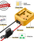Power Wheel Adapter For 20V Battery Converter Kit features durable ABS shell, 12 AWG wire, switch, and 30A fuse