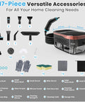 17-piece accessory kit for Powerful Portable Steam Cleaner With 15 Second Heat Up And 1250Ml Tank For Effortless Home Cleaning.