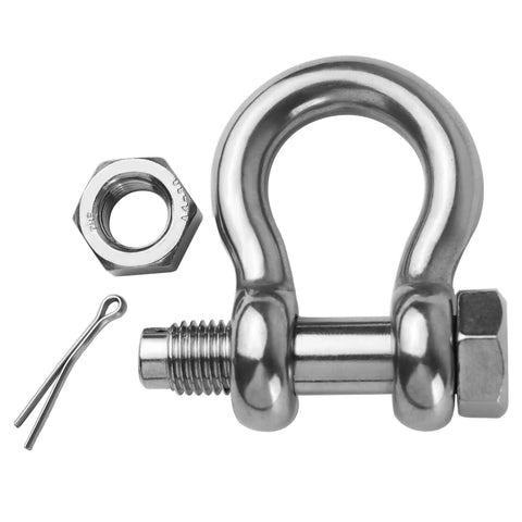 Pro Grade 316 Marine Stainless Steel D Ring Shackles Heavy Duty Anchor And Towing Rigging Gear Built Like A Tank For Boats And Yachts Including Secure Cotter Pins with nut and pin.