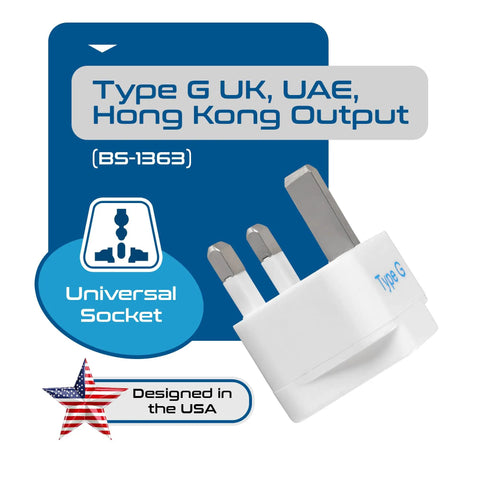 Grounded Type G Travel Plug Adapter Set 3 Pack For UK Ireland Hong Kong UAE And More Universal Compatibility For Most Sockets