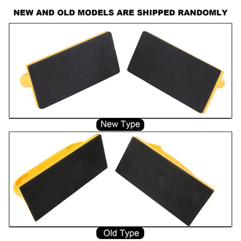 Safety Push Block For Woodworking Pro Grade 2 Pack with new and old model designs, yellow plastic, black grip surface