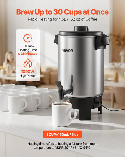 Big Batch 152 Oz Coffee Urn For Catering And Parties With Dripless Faucet 1090W Quick Brew Auto Temperature Control Keeps Coffee Hot Makes 30 Cups For Church Restaurant And Events on countertop
