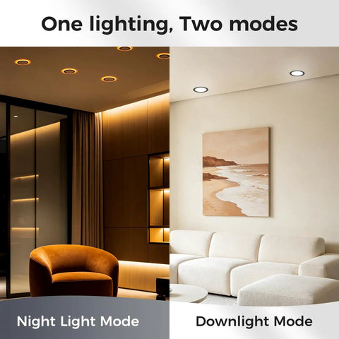 CHARKEE 12 Pack 6 Inch 5CCT LED Recessed Ceiling Lighting with Night Light in two modes: Night Light and Downlight.