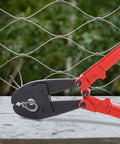 Heavy Duty Wire Rope Crimping Tool With 30 Inch Long Handle For Five Thirty Second Inch, One Quarter And Five Sixteenth Inch Sleeves in use