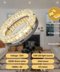 Crystal Chandelier LED Ceiling Light 16 Inch Flush Mount For Hallways, Bedrooms, Kitchen And Closets, Dimmable Warm White 3000K