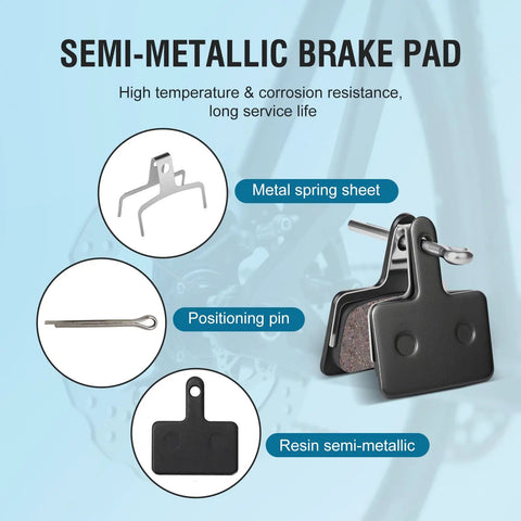 4 Pairs Disc Brake Pads For Mountain Bikes With Resin And Semi Metallic Compound For Quiet Grippy Stops And Long Rotor Life Plug And Play Replacement Compatible With TRP Tektro Shimano Deore Ebike Brakes Black - detailed view.