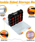 3 Pack Double Sided Toolbox Organizer With 34 Removable Compartments Handy Hardware Storage Case showing open compartments