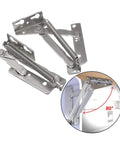 Heavy Duty Spring Hinge Folding Lifting Brackets For Furniture Support Hinges Cabinets And Benches Tough As Nails 80 Degree Opening Steel Construction Easy Install Set Of 2 close-up