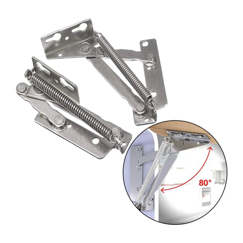 Heavy Duty Spring Hinge Folding Lifting Brackets For Furniture Support Hinges Cabinets And Benches Tough As Nails 80 Degree Opening Steel Construction Easy Install Set Of 2 close-up