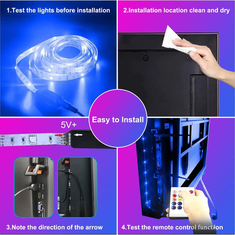 Installation steps for Super Cool Rgb Led Backlight Strip For Your Tv Syncs To Music With Bluetooth App And Remote 16 Million Colors