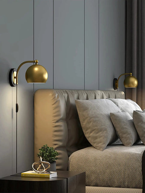 Gold Plug In Wall Sconces Set Of 2 Industrial Vintage Boho Adjustable Lighting Fixtures With E26 Sockets for bedroom bedside
