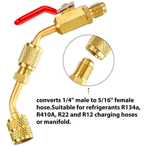 7 Piece DIY Friendly Air Conditioning Refrigerant Valve And Adapter Kit For HVAC R410A R134A R12 R22 1/4 Inch Fittings