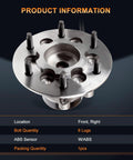 Front Wheel Hub And Bearing Assembly For 2004 2008 Chevy Colorado, 2006 2008 GMC Canyon, 2007 2008 Isuzu I 290 6 Lug 2WD With ABS Direct Fit OE Replacement Durable Front Wheel Hub Bearing Unit For A Smooth Quiet Ride, showing 6-lug hub with ABS sensor.
