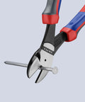 High Leverage Diagonal Cutters With Comfort Handles And Tethered Tool System, Multi-Component 7402200, cutting nail close-up