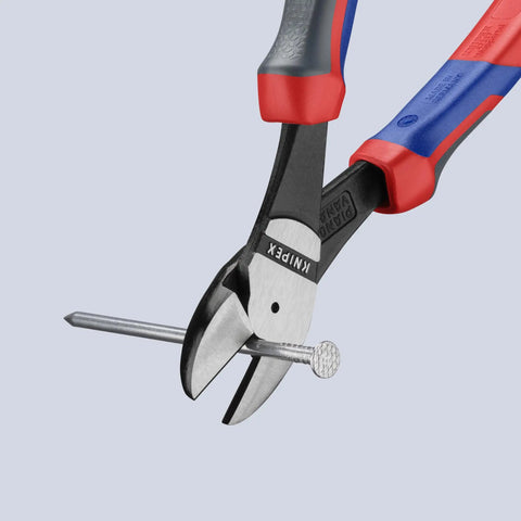High Leverage Diagonal Cutters With Comfort Handles And Tethered Tool System, Multi-Component 7402200, cutting nail close-up
