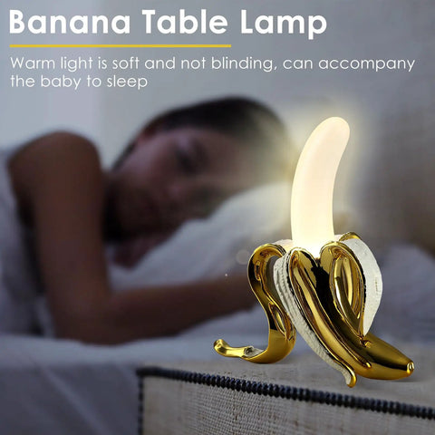 Banana Shaped Table Lamp With LED Night Light Modern Resin Banana Lighting Fixture For Living Room Bedroom Home Office