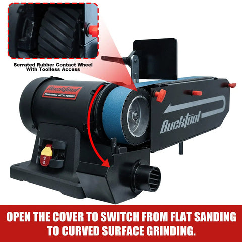Heavy Duty 2X48 Inch Belt Sander With 1Hp Induction Motor Running At 4500 Fpm For Knife Making And Metal Finishing with rubber contact wheel.